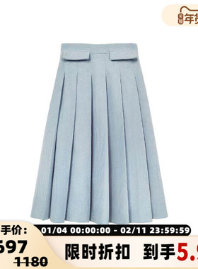 FLONAKED 秋冬女士灯芯绒中长款百褶半裙银泰百货精品 300170