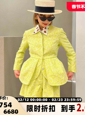 Pushbutton 春秋款女士肌理花苞下摆西装外套银泰百货精品 301596