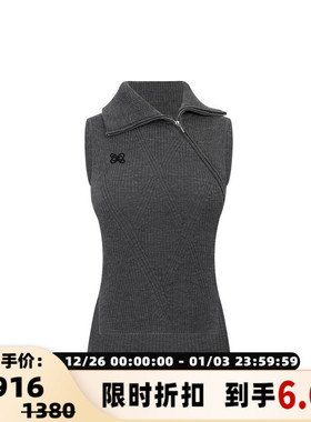 ANN ANDELMAN 25春夏女士深灰色可翻领斜拉链毛衣银泰百货301286