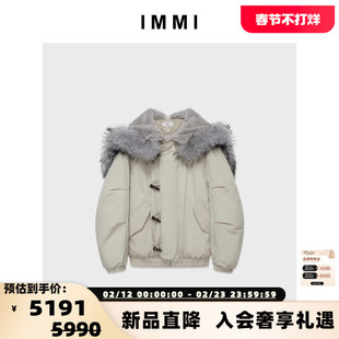 IMMI 女士布面毛毛领