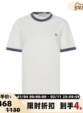 RECTO春季新款女士棉质字母刺绣直通休闲圆领T恤短袖上衣