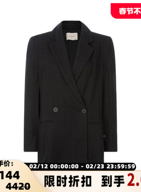 ST.AGNI  春季新款纯色亚麻OL风气质通勤两粒扣女士西装外套