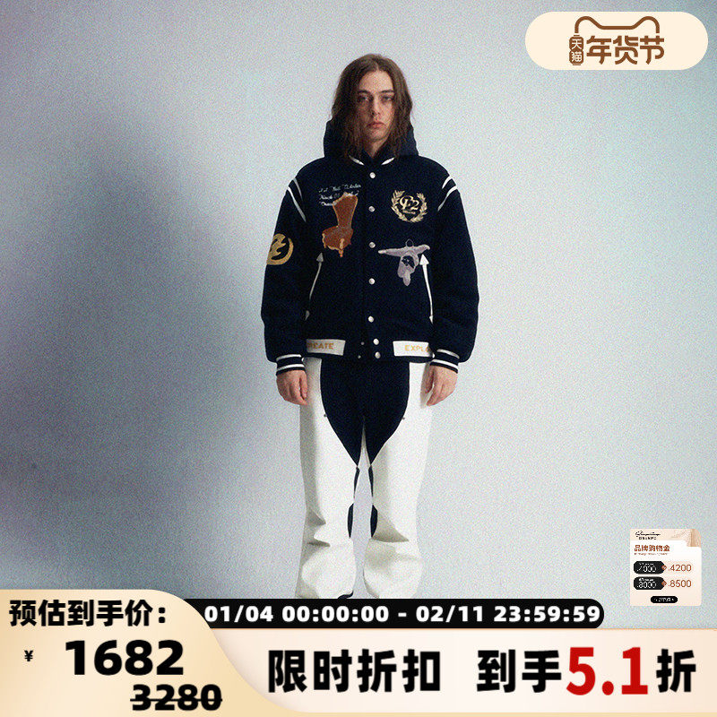 CEEC LA男女同款翻领毛呢夹棉棒球服 301360,男装,夹克,淘宝优惠券,粉丝福利购,淘宝优惠卷