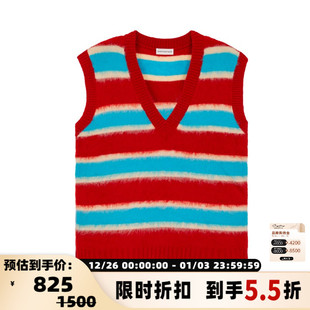 301574 短句日常通勤女士拼色爱心领毛背心银泰 SHORT SENTENCE