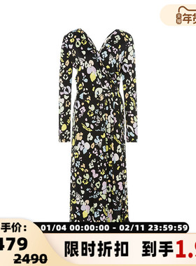 【折扣】STINE GOYA 女士田园风黑色碎花长款连衣裙