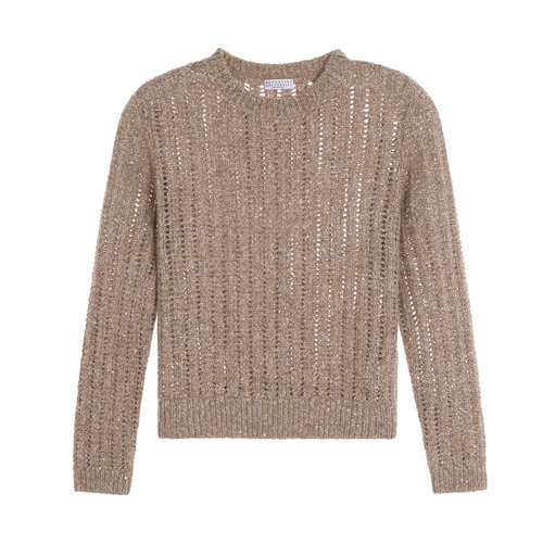 BC BRUNELLO CUCINELLI 女士圆领羊毛羊绒混纺亮片毛衣 301574
