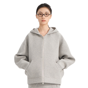 concise-white/简白 太空棉拉链带帽卫衣外套 301257