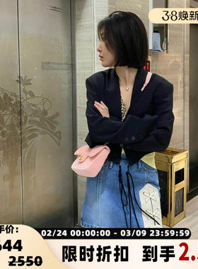 SJYP 春夏款女士系带设计水洗牛仔短裙银泰百货精品 301596