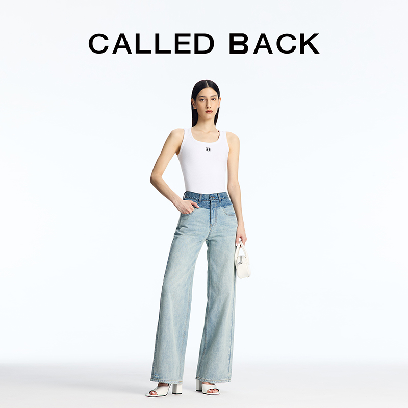 CALLEDBACK拼色腰头牛仔裤