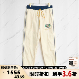 银泰百货精品 女士亚麻棉混纺撞色刺绣休闲裤 301596 春夏款 RHUDE