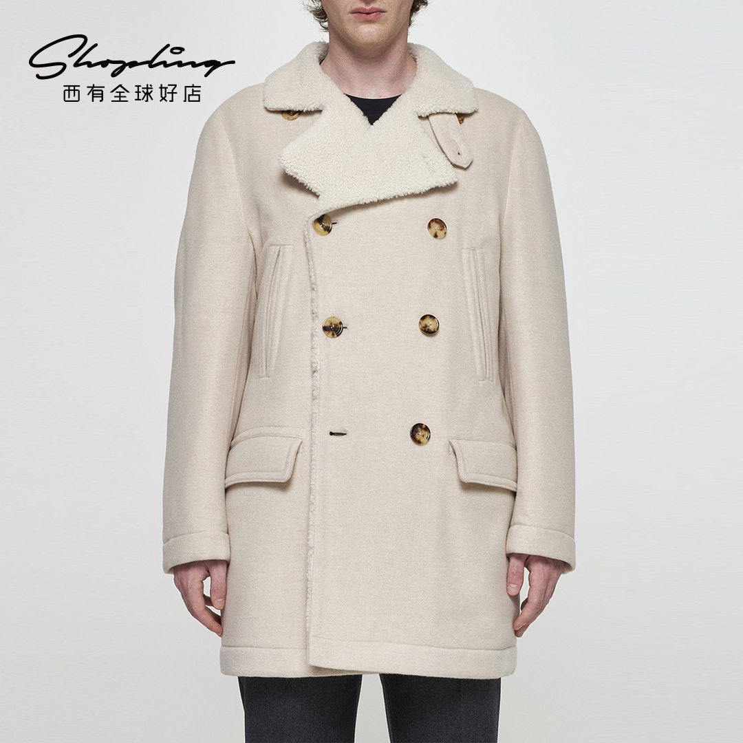BC/Brunello Cucinelli 秋冬男士时尚经典双排扣羊绒大衣银泰