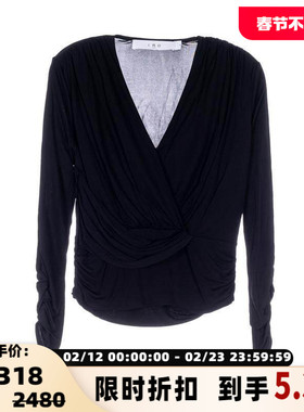 IRO秋冬新款女士黑色V领针织衫打底衫银泰百货精品 301574