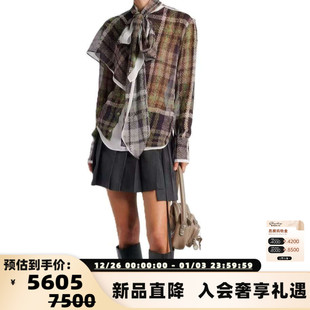 银泰 ACNE 衬衫 25秋冬女士格子小众设计蚕丝长袖 301574 STUDIOS