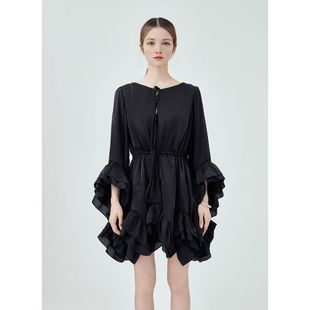 连衣裙银泰百货 MAI 女士绑带荷叶边长袖 301601 25新款 PECH