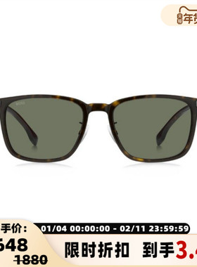 HUGO BOSS  25春夏男女款简约户外偏光板材大框太阳镜银泰 300211