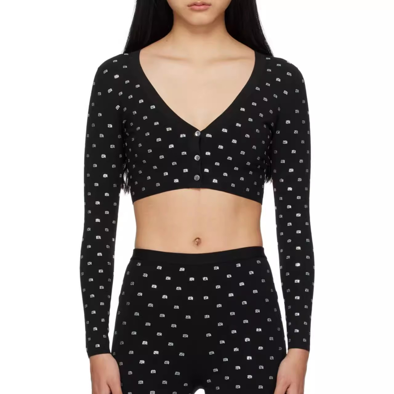 Alexander Wang 春夏款女士短款水钻针织开衫银泰百货精品 301596