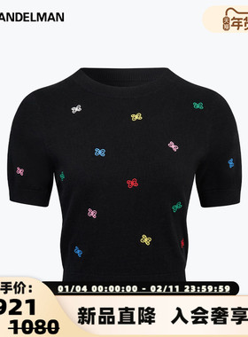 ANN ANDELMAN 25秋冬女士五彩logo刺绣毛织短袖银泰百货 301286