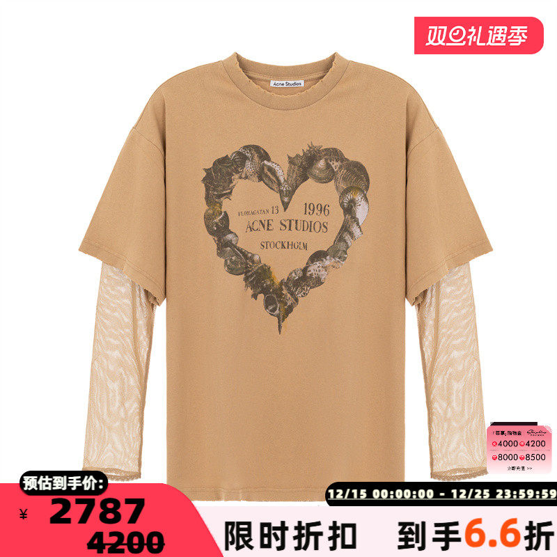 ACNE STUDIOS 春夏新款女士印花长袖圆领T恤银泰百货精品 301574