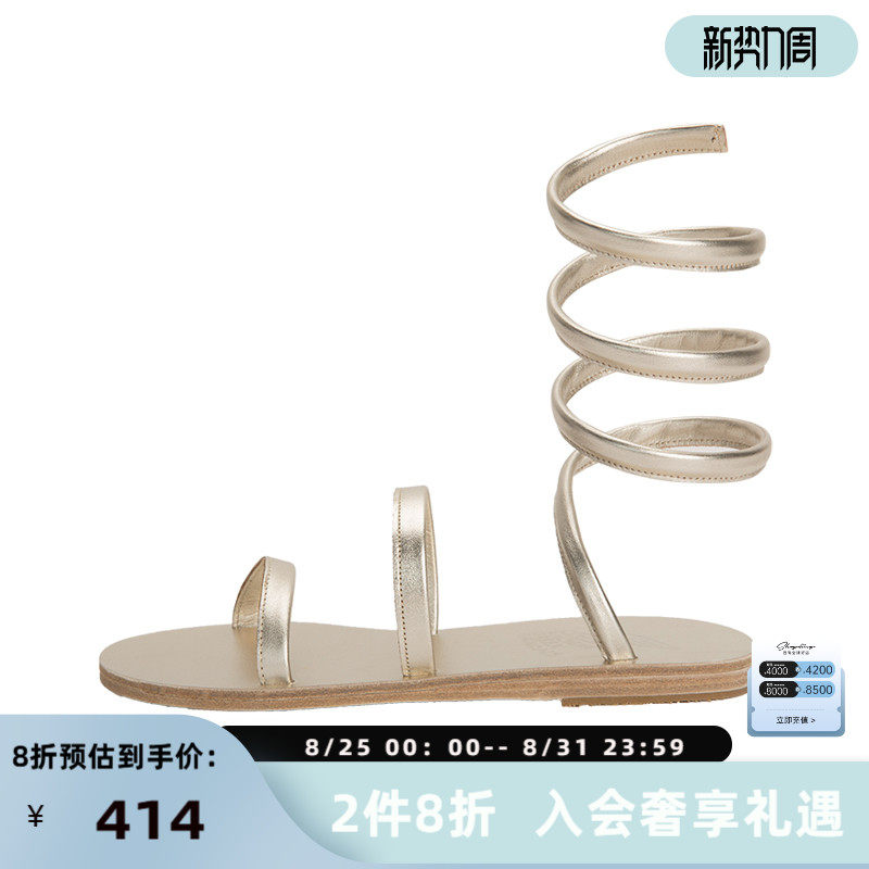 ANCIENT GREEK SANDALS 24�����¿�ţƤ�ﻷ��ʽ����ƽ����Ь