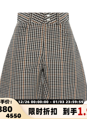 【折扣】PLAN C 女士灰黑色经典格纹优雅复古日常休闲短裤