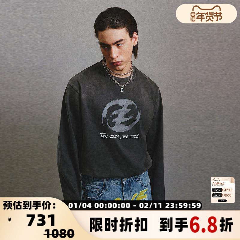 CEEC LA 春夏男士潮流质感印花做旧长袖T恤银泰百货精品 301360,男装,卫衣,淘宝优惠券,粉丝福利购,淘宝优惠卷