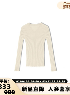 concise-white/简白 25秋冬女竖纹修身打底衫毛衫银泰百货 301257