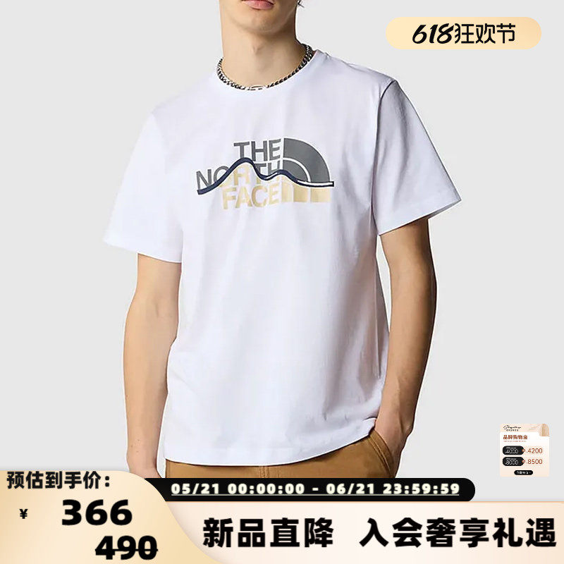 北面THE NORTH FACE 春夏新款男士黑色小徽标圆领短袖T恤 300217
