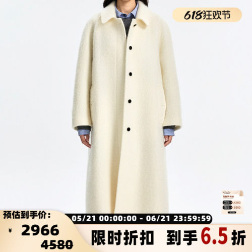 concise-white/简白 25秋冬女士插肩袖毛呢大衣银泰百货 301257