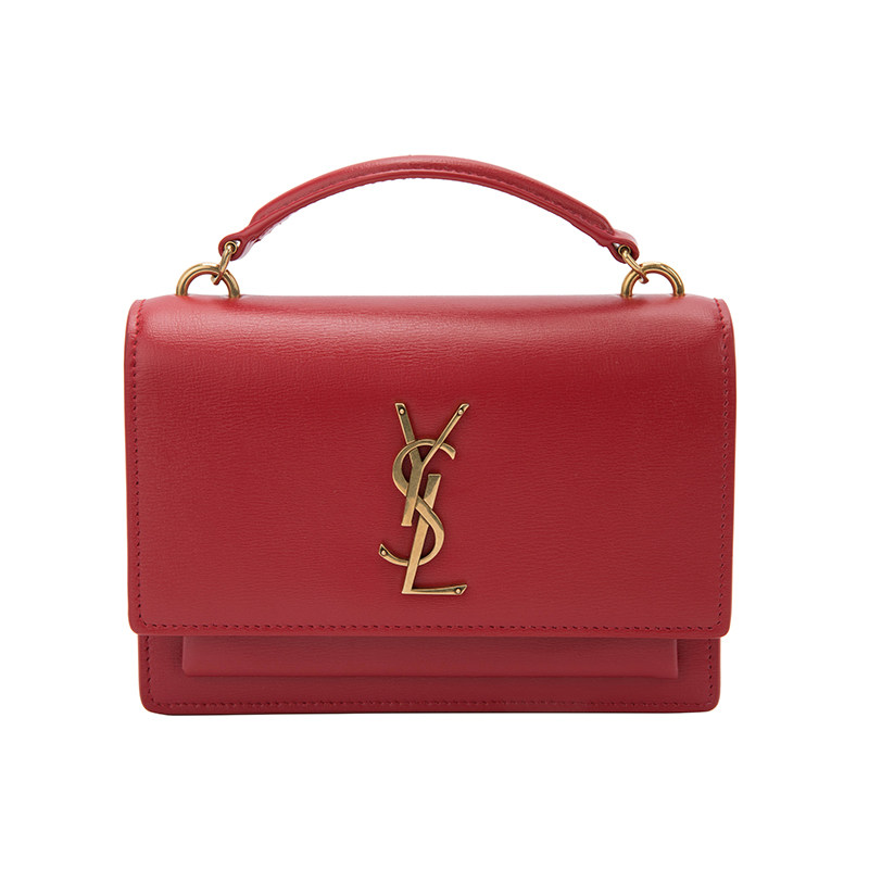 Saint Laurent /圣罗兰 YSL Sunset红色经典LOGO女士单肩手提包