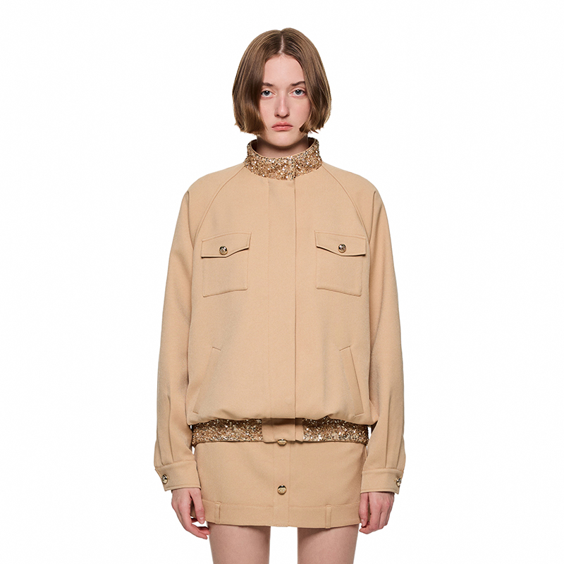SHRO ENRO Perfect distance 女士金色亮片拼接夹克外套 301469