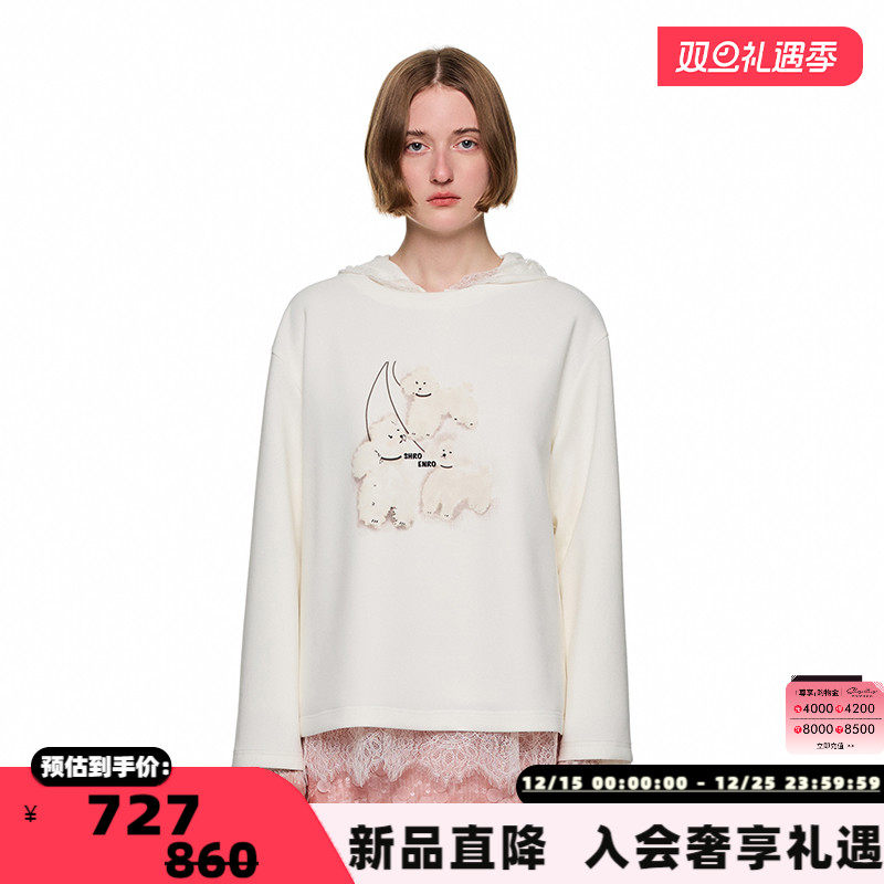 SHRO ENRO三只小狗印花立体蝴蝶结T恤银泰百货 301469