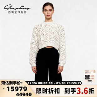 短款 女士时尚 Cucinelli 钩花羊驼毛毛衣银泰 Brunello