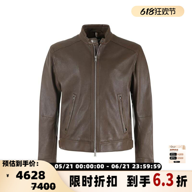 Hugo Boss雨果博斯 男士Black系列立领夹克皮衣银泰百货 300095