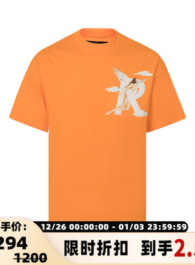REPRESENT 夏季纯色棉质天使图案印花日常休闲男短袖T恤银泰百货