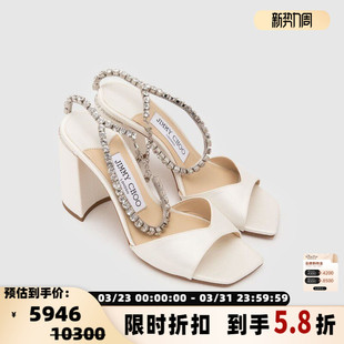 高跟银泰 JIMMY 镶钻羊皮粗跟凉鞋 春夏女士时尚 301604 CHOO周仰杰