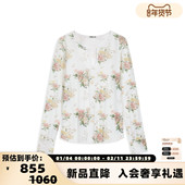 26春夏新款 女士小清新印花长袖 OPEN T恤衬衫 银泰百货