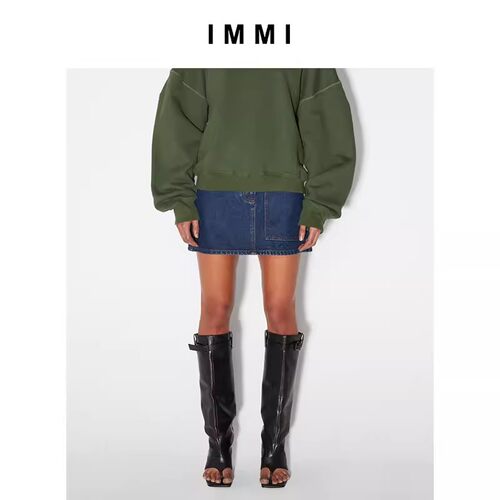 IMMI女士水洗牛仔口袋短半裙