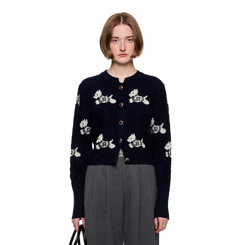 SHRO ENRO Perfect distance 女士卡通小狗提花针织开衫 301469