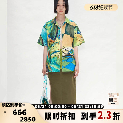 春夏款男女同款图案满印衬衣