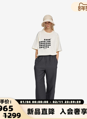 PROJECTJOIN春夏男女同款非对称斜肩印花短袖T恤银泰百货 300228