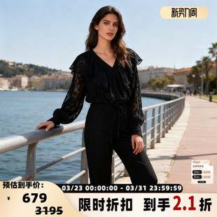 301596 上衣银泰百货 IRO 日常通勤女士系带荷叶边长袖