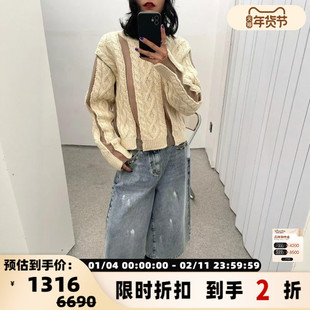 Pushbutton 秋冬款女士小众网纱拼接针织衫银泰百货精品 301596