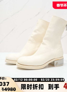 GUIDI 日常通勤788zi女士粗跟拉链圆头短靴马丁靴银泰百货 301596