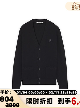 Maison Kitsune日常通勤男士小狐狸刺绣图案长袖开襟衫银泰百货