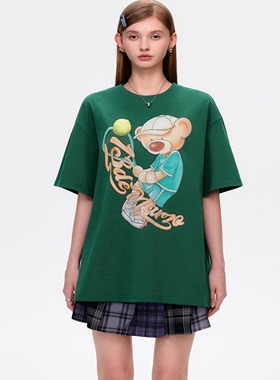 13DE MARZO 男女同款 25春夏新款立体网球小熊街头棉质T恤 300178