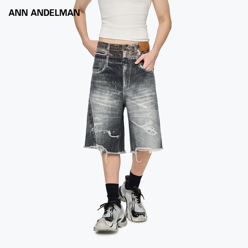 ANN ANDELMAN26春夏新款男假两件七分冷转牛仔裤银泰百货 301286