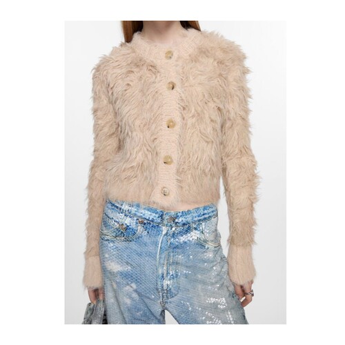 ACNE STUDIOS 新款女士毛绒感时尚短款开衫毛衣银泰百货 301574