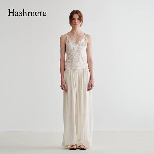 HASHMERE女士时尚薄款丝绒波斯印花斑驳光泽吊带背心银泰 301612