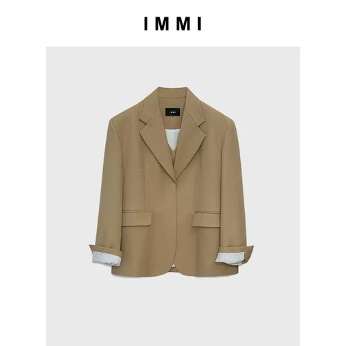 IMMI斜纹精纺羊毛假两件西装