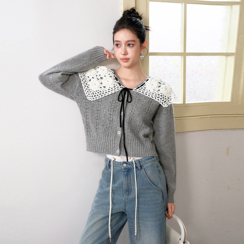 ThreeQuarters镂空羊毛开衫